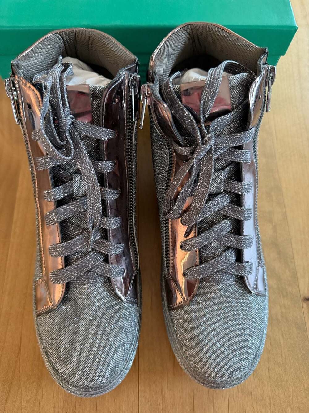 Lauren Lorraine Skippy Pewter High Top Sneakers Size 9